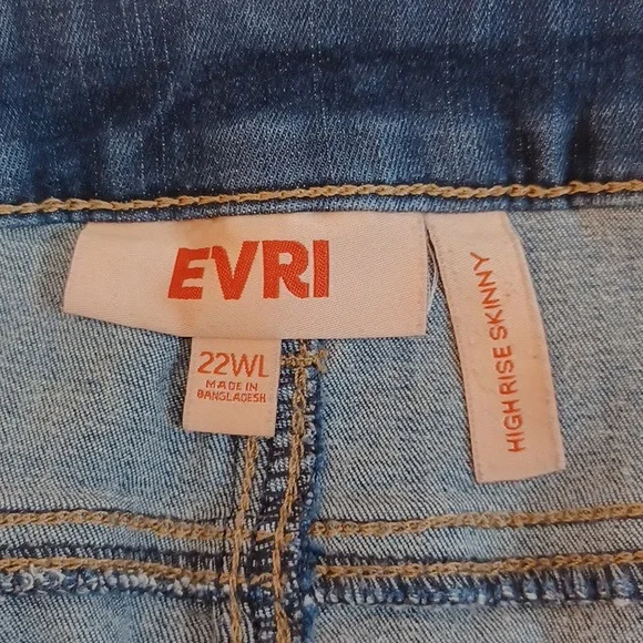 EVRI High Rise Skinny Stretch Jeans 22 Women's Long Dark Wash - Picture 5 of 6